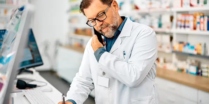 male pharmacist on the phone